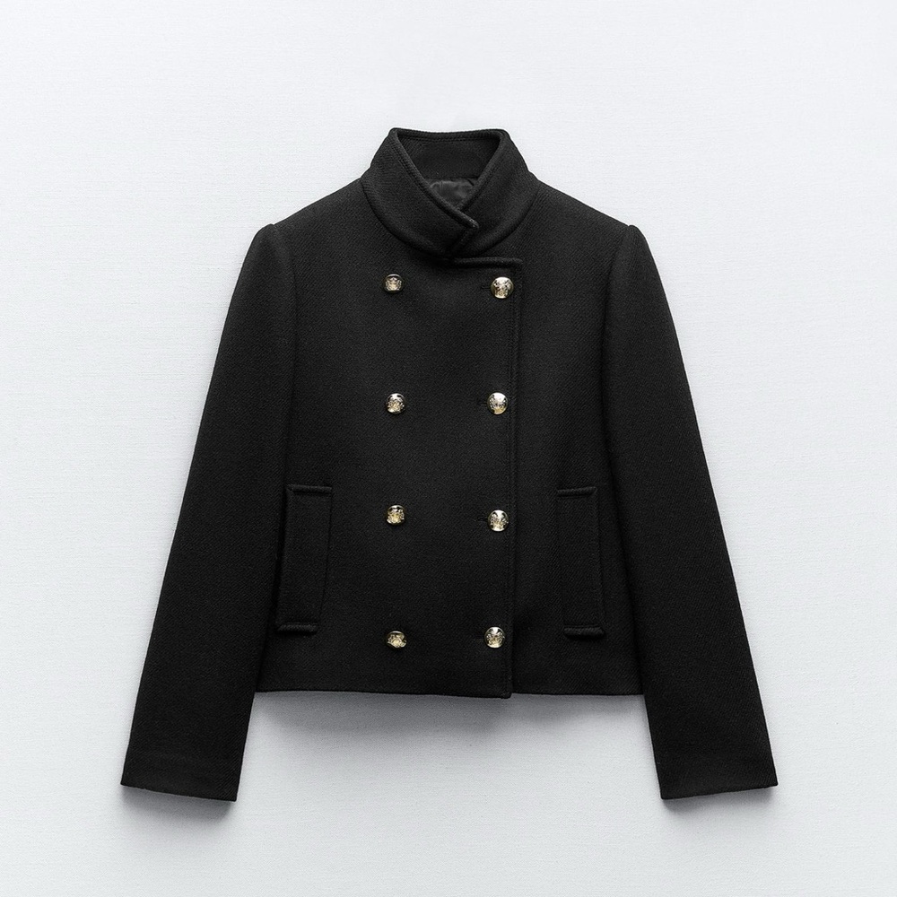NWT ZARA HIGH COLLAR DOUBLE BREASTED CROPPED COAT